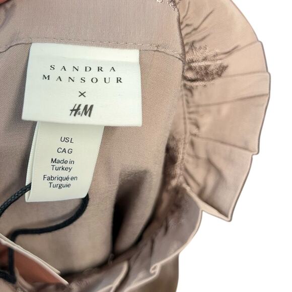 Sandra Mansour x H&M Jacquard Oversized Maxi Dress Kaftan Tan Size Large - Picture 15 of 16